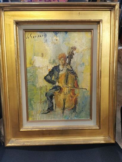 null Jean Le Guennec 1924-1988
Violoncelliste,
Huile sur toile, signé en haut à gauche,
34...