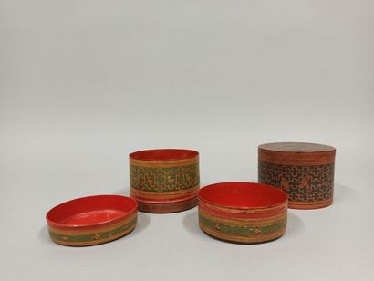 null Thailand - XIX-XXth century

Two circular lacquer boxes with engraved decoration...