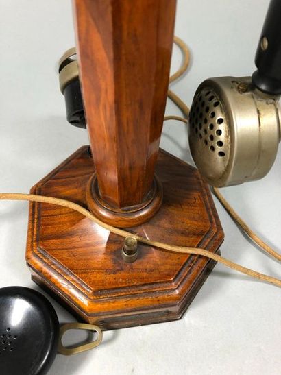 null Wooden telephone at the octagonal base of the Franco-American house, 10 rue...