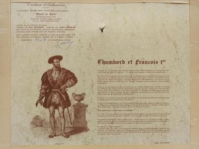 null Départ de la chasse de François 1er à Chambord, miniature sur porcelaine, d'ap....