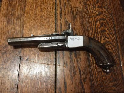null Pistolet de chasse à broche à double canon signé Cals. Long.: 22 cm