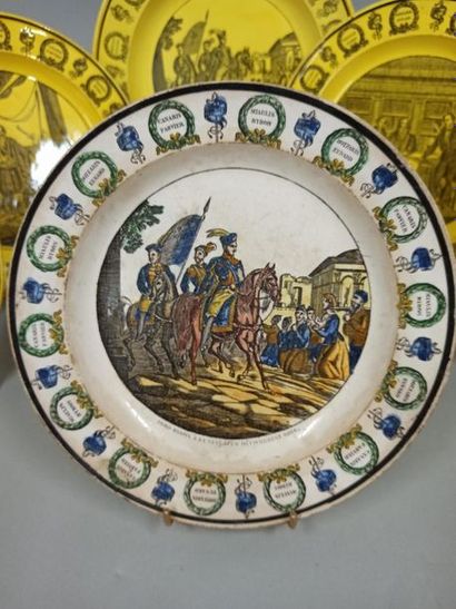 null MONTEREAU FACTORY

Six plates, five with a yellow background and one fine earthenware...