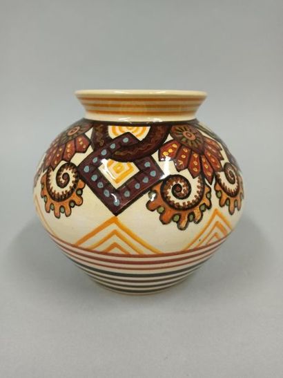 null PAUL FOUILLEN (1899-1958)

Ceramic ball vase with painted geometric decoration.

Height:...
