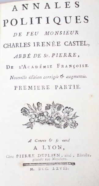 null SAINT-PIERRE (Charles-Irénée Castel de). Annales politiques. Nouvelle édition...