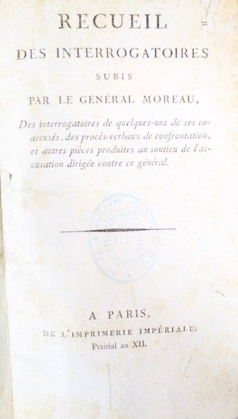 null PROCÈS. - Ensemble 2 ouvrages concernant la conspiration contre le consul Bonaparte.

-...
