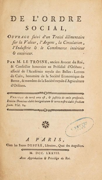LE TROSNE (Guillaume-François). De l'Ordre...