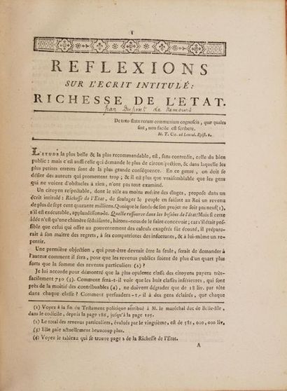 null [MIRABEAU (Victor de Riquetti, marquis de) et François QUESNAY]. Philosophie...