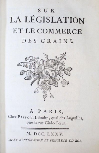 null NECKER (Jacques). Sur la législation et le commerce des grains. Paris, Pissot,...