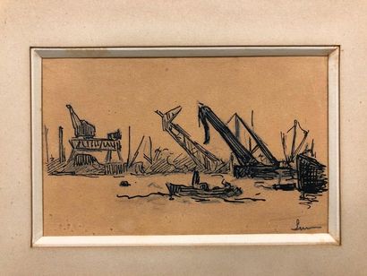 null LUCE Maximilien, 1858-1941,

Remorqueur dans un port,crayon noir, plume et encre...