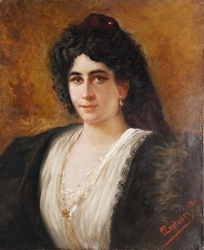 null MONTUORY Carlo, 1885-1968,J

Jeune femme au manteau noir, 1901,

huile sur toile...