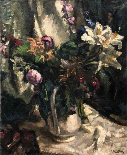 null STIVAL Jean Alphonse, 1879-1944,

Bouquet champêtre,

huile sur toile, 

signée...