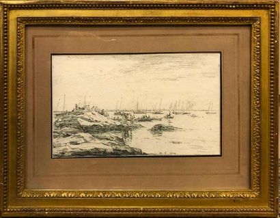 null VOLLON Alexis, 1865-1945,

Bateaux près d'un rivage, 1910, crayon noir et lavis...