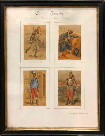 null CASTELLI, XIXe siècle, Costumes de l'armée française, vers 1875, suite de 20...