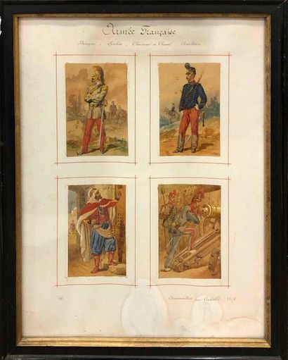 null CASTELLI, XIXth century, uniforms of French Army, circa 1875,suite of 20 gouache...