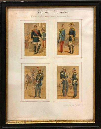 null CASTELLI, XIXe siècle, Costumes de l'armée française, vers 1875, suite de 20...