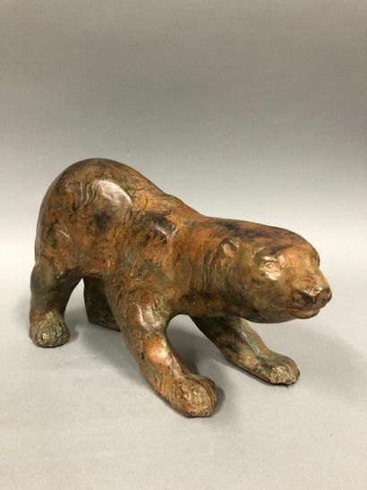 null CHENÊT Pierre, 20th century,

Bear on the lookout, bronze with an ochre brown...