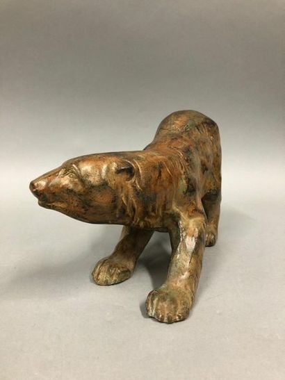 null CHENÊT Pierre, 20th century,

Bear on the lookout, bronze with an ochre brown...