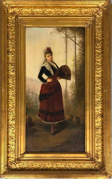 null DUVAL P., 19th century,

Women in traditional costume, pair of oil on canvas...