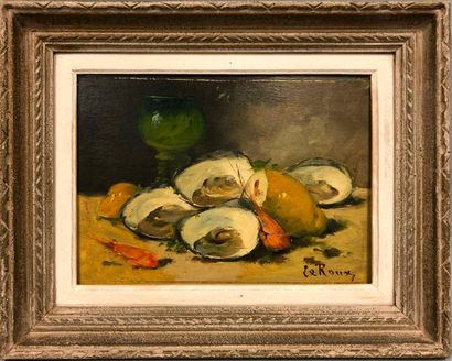 null LE ROUX Constantin, circa 1850-1900,

Cherry plate - Oysters and lemons - Duck,

three...