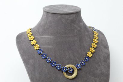 M. GERARD MR GERARD

18K (750) yellow gold necklace articulated with yellow or blue...