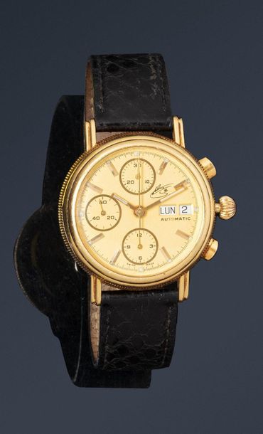 null LIMITED SERIES

No. 36/40

Gold bracelet chronograph. Case with fluted caseband...