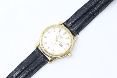 LONGINES LONGINES 
Men's braclet watch, 18k (750) yellow gold case, cream dial and...