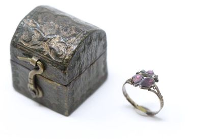 Vermeil ring with two hearts decorated with...