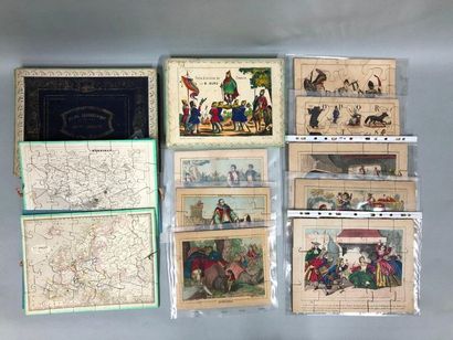 null 10 Puzzles XIXe et XXe dont 2 en boîtes atlas géo. France Europe, Petite histoire...
