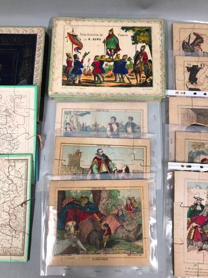 null 10 Puzzles XIXe et XXe dont 2 en boîtes atlas géo. France Europe, Petite histoire...