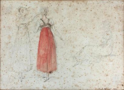 null VERNET Carle 

(Bordeaux, 1758 - Paris, 1836)

Etude de deux jeunes femmes debout...