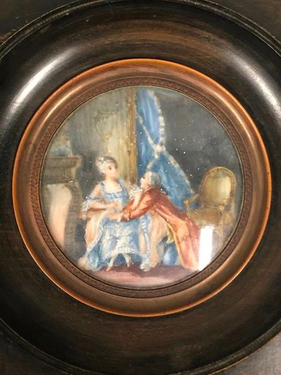 null Dans le goût du XVIIIe siècle, 

Scène galantes

Deux miniatures peints à la...