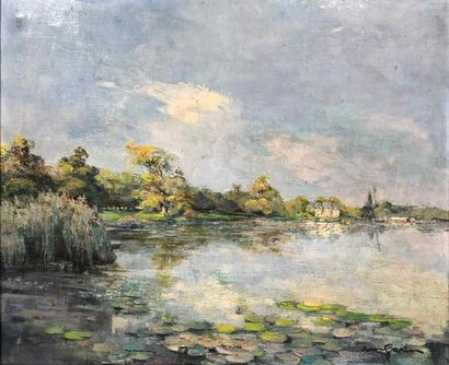null GARIN Louis, 1888-1959,

Lake and castle, oil on canvas, signed lower right,

61x73...