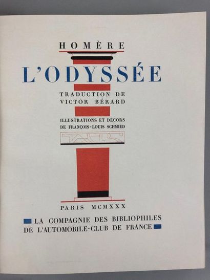null HOMÈRE. L’Odyssée. Traduction de Victor Bérard. Paris, La Compagnie des Bibliophiles...