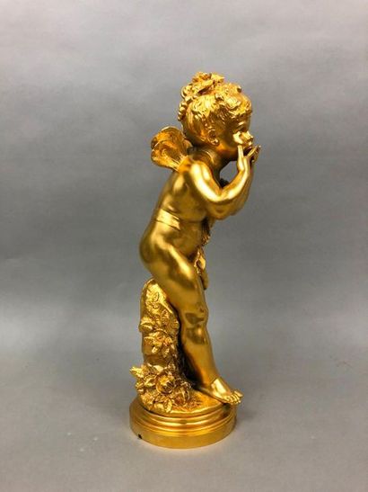 null Louis Auguste MOREAU (1855-1919), after
La fée sifflante,
Signed gilded bronze,...