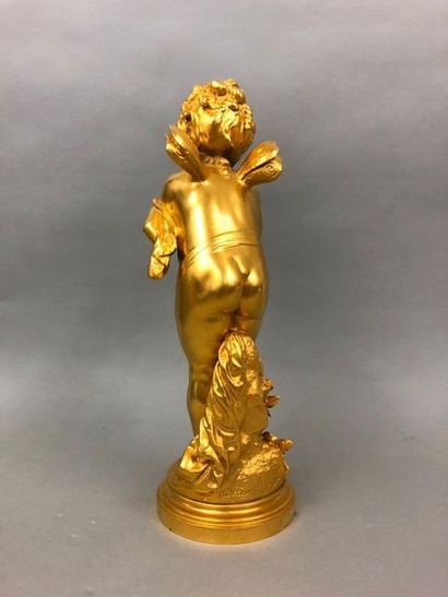 null Louis Auguste MOREAU (1855-1919), d'après
La fée sifflante,
Bronze doré signé,...