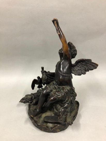 null French school of the 19th century,

Love shooting an arrow,

Bronze with black...