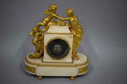 null Bronze and gilt bronze clock, allegory of love and the passage of time, the...