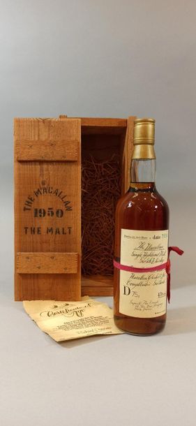 null 1 bottle SCOTCH WHISKY "SINGLE HIGHLAND MALT" Macallan 1950. (wooden case, straw,...