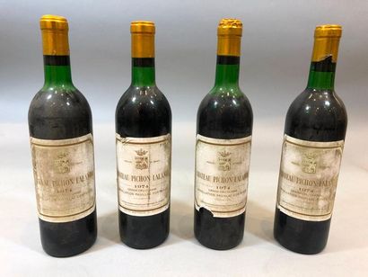 null 4 bouteilles ChATEAU PICHON-COMTESSE, 2°cru Pauillac 1974 

(ela, es, 2 J, 2...