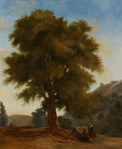 null ANONYMOUS 19th century

Peasant woman and shepherd in conversation under a tree

oil...