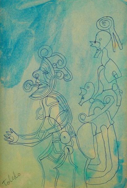 null TOLEDO Francisco, 1940-2019

Figures, circa 1964

ballpoint pen and watercolour...
