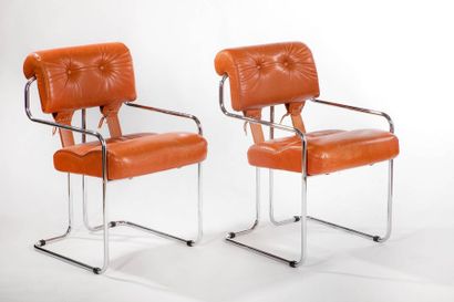 null FALESCHINI Guido

Pair of leather and chrome "Tucroma" chairs

Height 80 - Length...