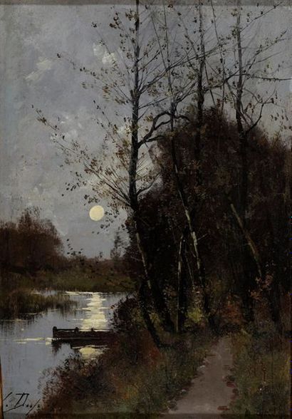 null GALIEN-LALOUE Eugène, 1854-1941

Chemin au clair de lune - Paysanne traversant...