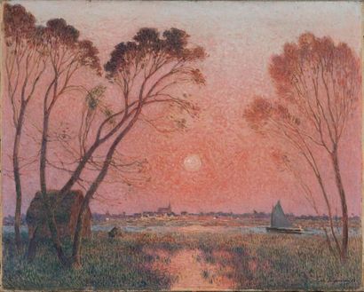 null PUIGAUDEAU Ferdinand Loyen Du, 1864-1930

Boat on the Brière at dusk, 1928

oil...