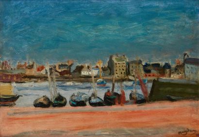 null HAYDEN Henri, 1883-1970
Port of Cherbourg, 1948
oil on cardboard (wear and tear...
