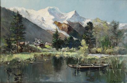 null LAPCHINE Georges, 1885-1951
mountain lake of Gaillands and Mont Blanc, Chamonix
oil...