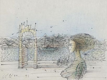 null CARZOU Jean, 1907-2000

Femme et portail devant la mer, 1981

plume, encre noire,...