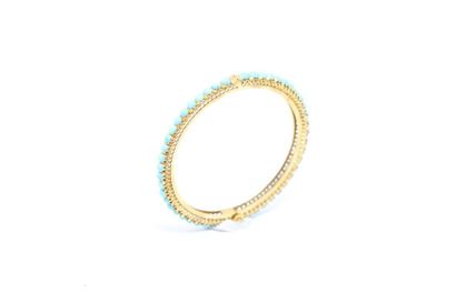 null Bracelet rigide en or jaune 22k (916) orné de perles de couleur turquoise
Tour...