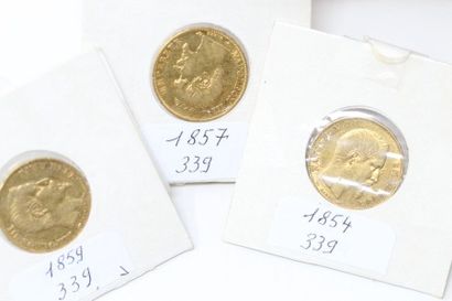 null Lot consisting of 3 gold coins of 20 francs "Napoleon III bare head".

(1854...