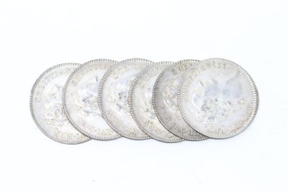 Six Louis XVI silver tokens, States of Brittany,...